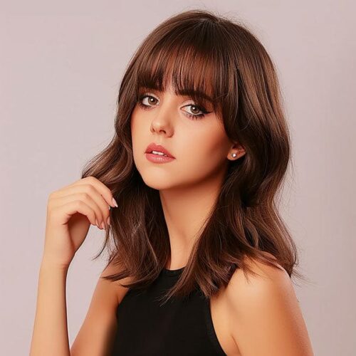 Perruque Synthétique Brune Mi-Longue - Emma