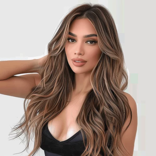 Perruque Naturelle Brune Longue - Daphné